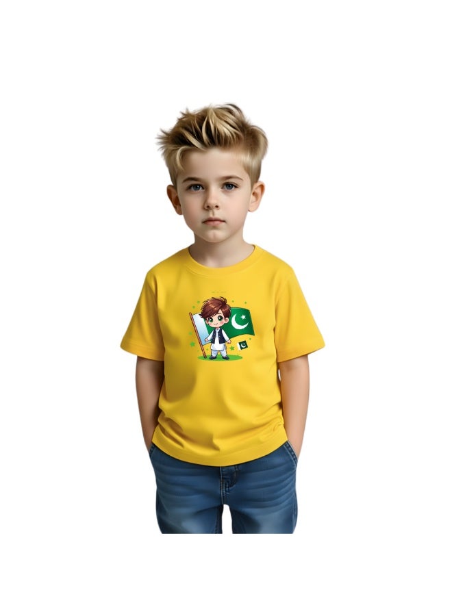 Pakistan Independence Day Kids Boys T-Shirt – Short Sleeve RoundNeck Cotton Tshirt-Ideal for Independence Day Celebrations,School Events - Image 1